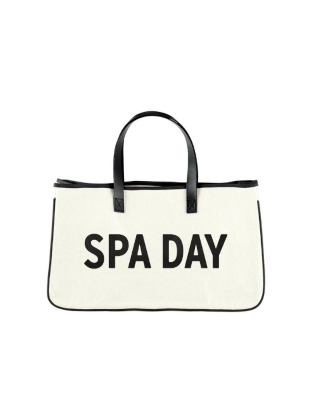 NEW SPA DAY Gray Canvas Tote Bag Genuine Waterproof Lining